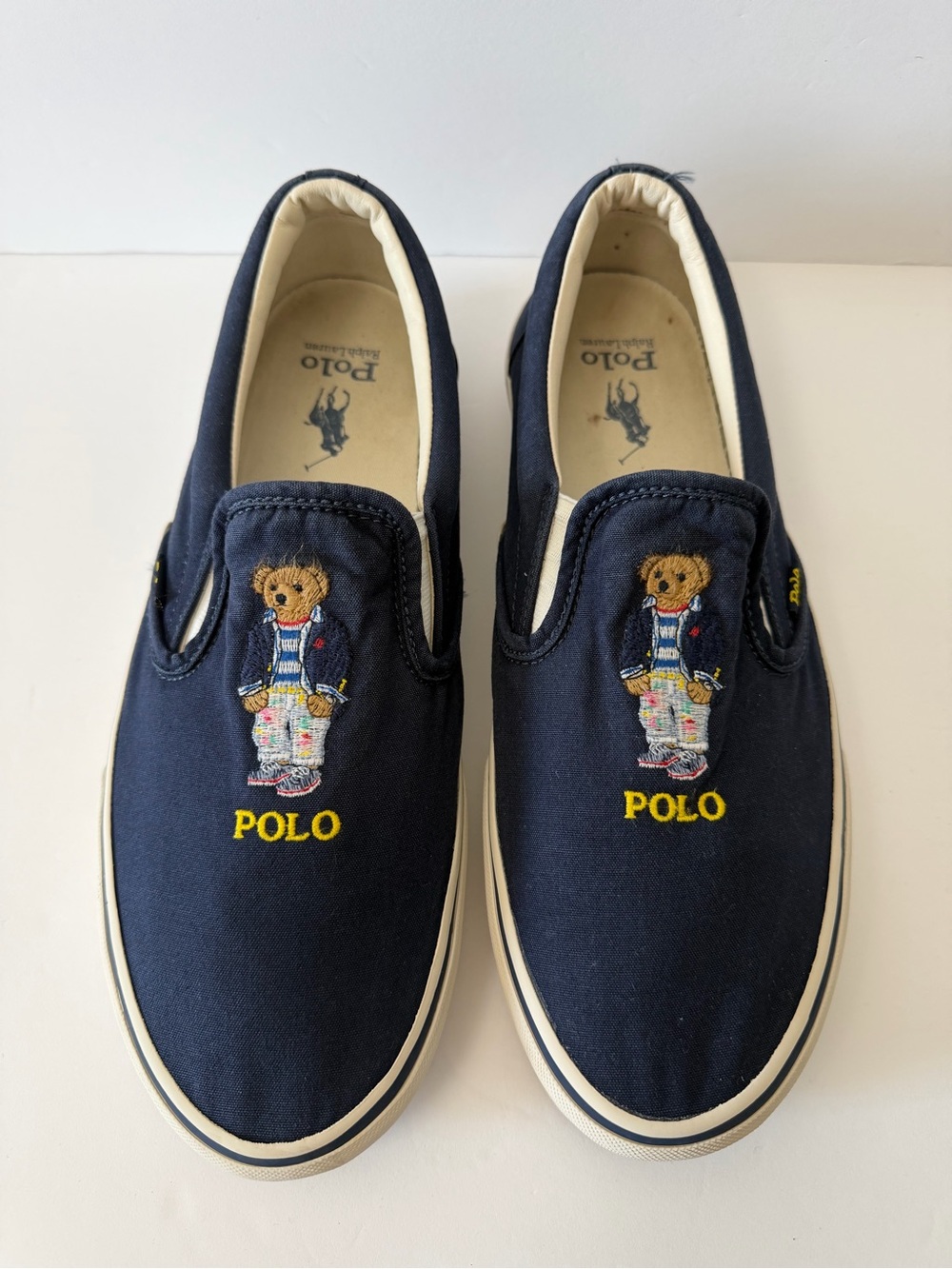 Ralph Lauren Polo Bear Keaton Slip On Blue Canvas Shoes Sneakers Mens Size 12